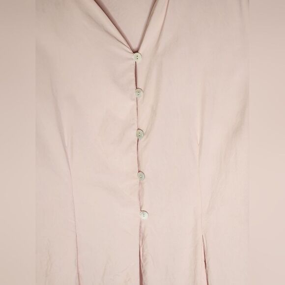 Silk House L 100% SILK Pink  Shrtslv Split Hem Buttons Up Women TopBlouse Shirt - Picture 4 of 7